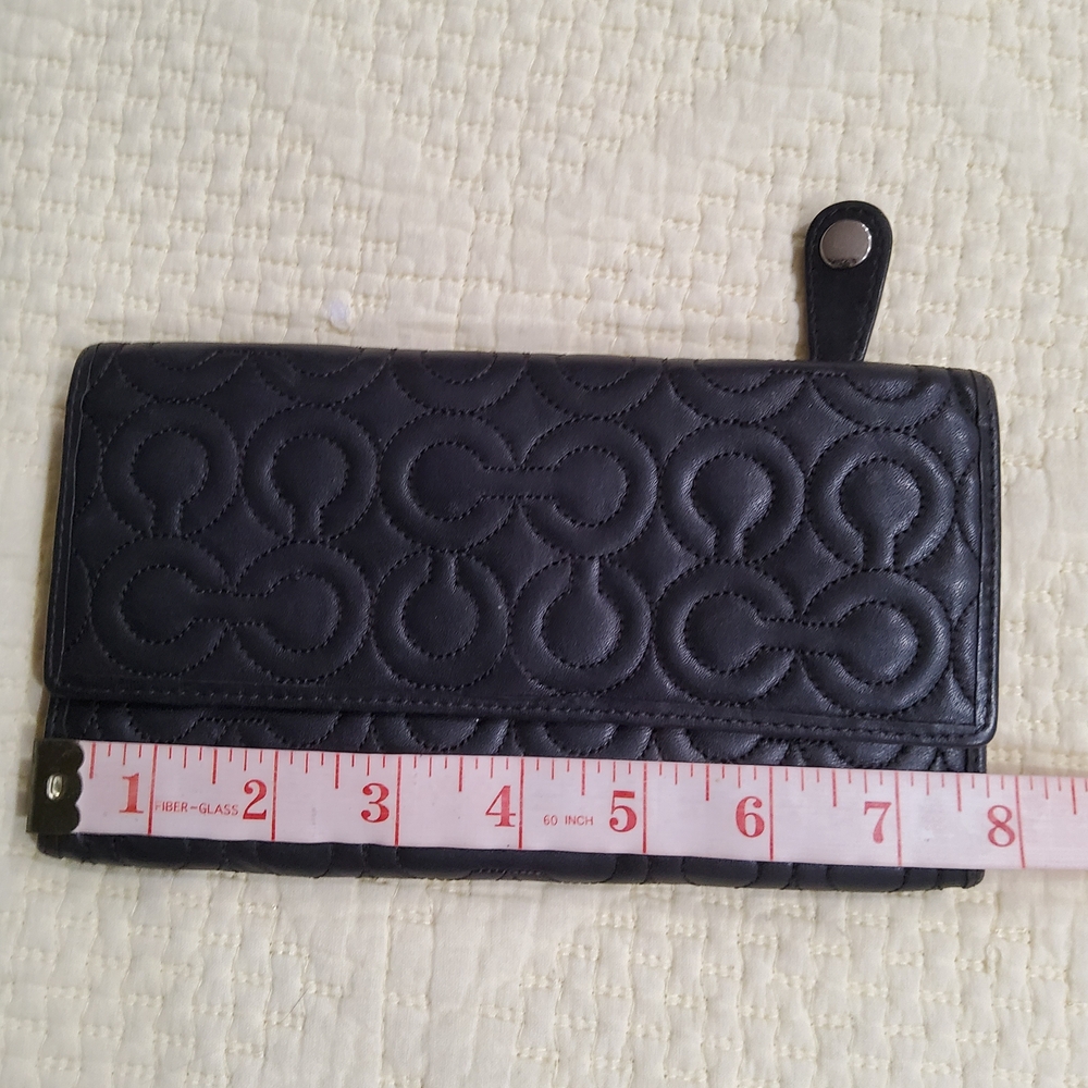Coach Black Leather Logo Long Wallet - Picture 6 of 10